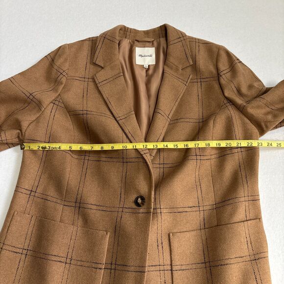 Madewell Larsen Wool Windowpane Blazer Women's 2X Camel Tan Office Academia EUC - Picture 8 of 10